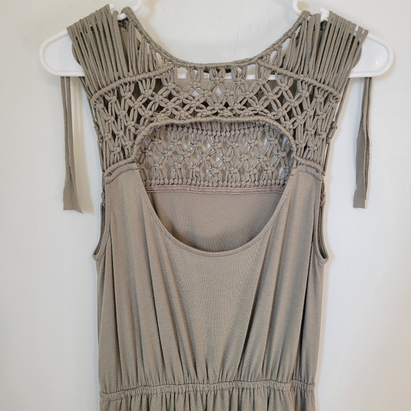 Miss Me Olive Taupe Macrame Boho Dress Small - Picture 9 of 12
